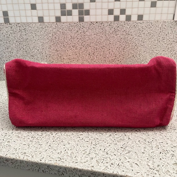 🩷3/$15 Pink Burlap Tote 17W x 12”H x 6.5” Width NWOT - Picture 3 of 10